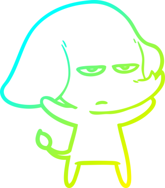 Bir insan tarafından çizilmiş soğuk bir çizgi film filinin çizimi.