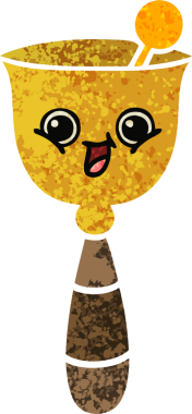 Bir insan tarafından çizilmiş okul çanının retro çizim stili karikatürü