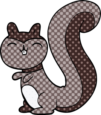 Bir insan tarafından çizilmiş mutlu bir sincap.