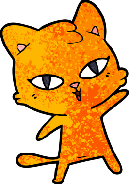 Bir insan tarafından çizilmiş çizgi film kedisi.