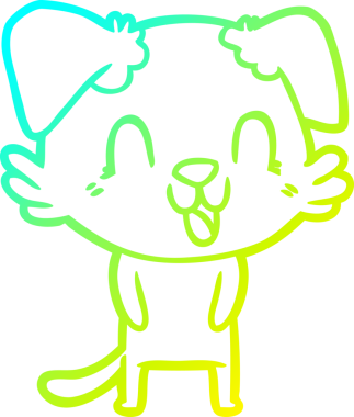 Bir insan tarafından çizilmiş gülen çizgi film köpeğinin soğuk çizgisi.