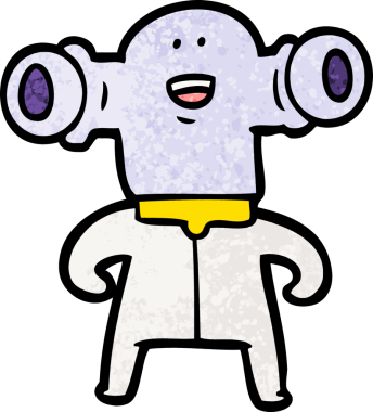 Bir insan tarafından çizilmiş dostane bir uzaylı çizgi filmi.