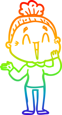 Gökkuşağı gradyan çizgi çizimi Bir insan tarafından çizilmiş mutlu yaşlı kadın