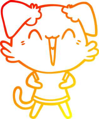 Bir insan tarafından çizilmiş mutlu, küçük bir köpek çizgi filmi.