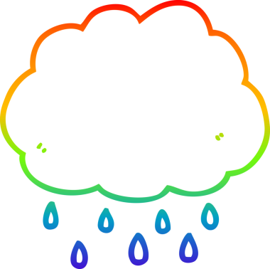 Bir insan tarafından çizilen yağmur bulutunun gökkuşağı gradyanı çizimi