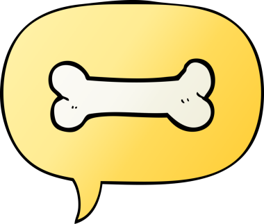 bir insan tarafından çizilmiş, konuşma baloncuklu karikatür kemiği.