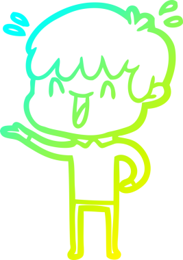 Bir insan tarafından çizilmiş gülen bir çizgi film karakteri çizimi.