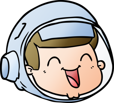 Bir insan tarafından çizilmiş mutlu astronot yüzü.