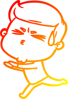 Bir insan tarafından çizilmiş terleyen bir çizgi film karakterinin sıcak çizgi çizimi.