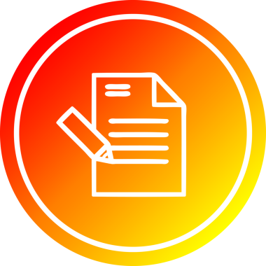 Bir insan tarafından çizilen sıcak gradyan bitiş ile belge dairesel simgesi yazılıyor