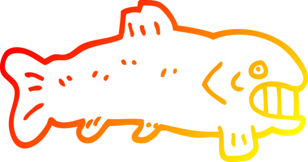 Bir insan tarafından çizilmiş büyük bir balığın sıcak çizgi çizimi