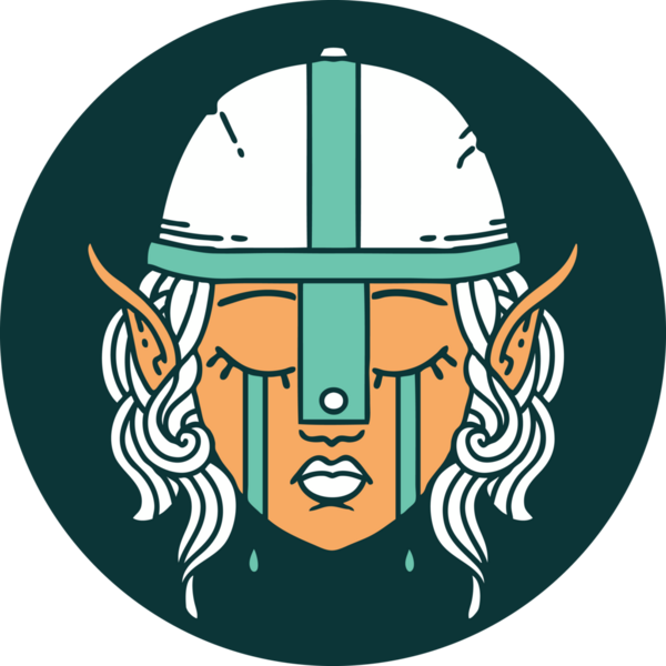 Bir insan tarafından çizilmiş ağlayan elf savaşçı karakteri simgesi