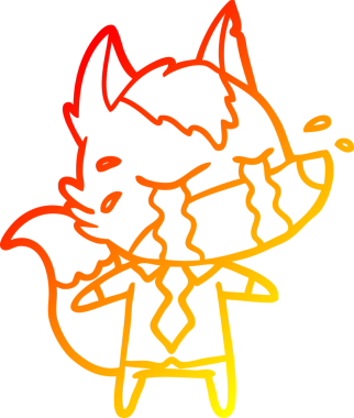 Bir insan tarafından çizilmiş iş kıyafetleri içinde ağlayan bir kurdun çizgi çizimi.