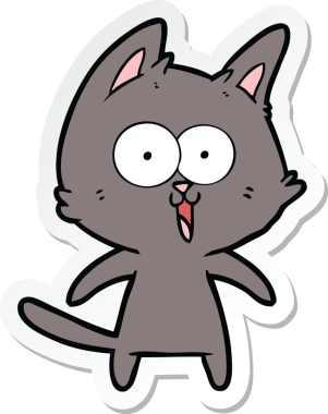 Bir insan tarafından çizilmiş komik bir çizgi film kedisinin çıkartması.