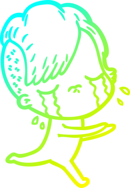 Bir insan tarafından çizilmiş ağlayan bir çizgi film kızı çizimi.