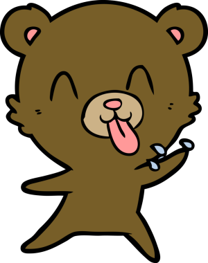 Bir insan tarafından çizilmiş kaba çizgi film ayısı.