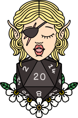 Retro Dövme Tarzı Bir insan tarafından çizilmiş doğal yirmilik zarlı düzenbaz karakter