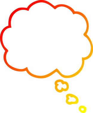 Bir insan tarafından çizilen çizgi film ifade baloncuğunun sıcak gradyan çizimi