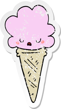 Bir insan tarafından çizilmiş karikatürlü dondurma etiketi.