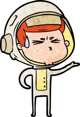 Çizgi film bir insan tarafından çizilmiş astronot.