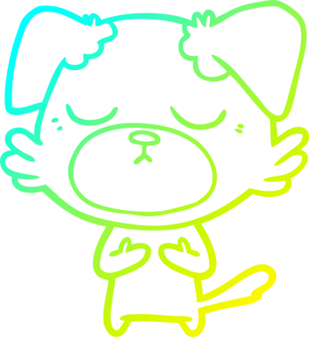 Bir insan tarafından çizilmiş şirin bir çizgi köpeğin soğuk gradyan çizgisi.