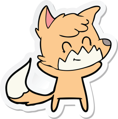 Bir insan tarafından çizilmiş bir çizgi film tilkisinin çıkartması.