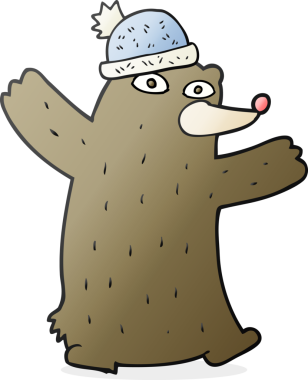 Bir insan tarafından çizilmiş serbest çizim çizgi film ayısı şapkası.