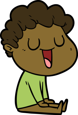 Bir insan tarafından çizilmiş gülen karikatür adam.