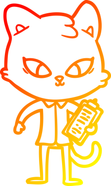 Bir insan tarafından çizilmiş sevimli bir çizgi film kedisinin sıcak çizgi çizgisi.