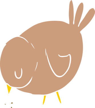 Bir insan tarafından çizilmiş düz renkli çizgi film gagalama kuşu