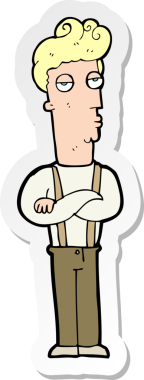 Bir insan tarafından çizilmiş, etkilenmemiş bir karikatür çıkartması.