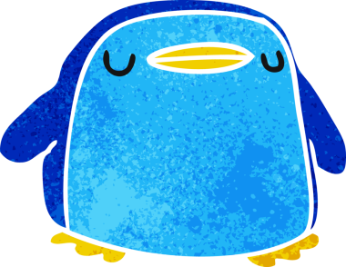 Bir insan tarafından çizilmiş sevimli bir penguenin eski çizgi film çizimi kawaii