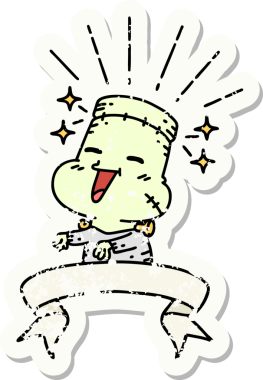 Dövme stili eski bir çıkartma Bir insan tarafından çizilmiş mutlu cadılar bayramı zombi canavarı