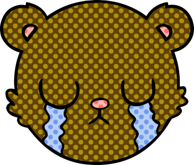 Bir insan tarafından çizilmiş şirin oyuncak ayı suratı.