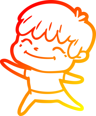 Bir insan tarafından çizilen mutlu bir çocuğun sıcak çizgi çizimi.