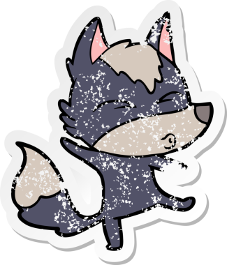 Bir insan tarafından çizilmiş bir kurt çizgi filminin sıkıntılı çıkartması.