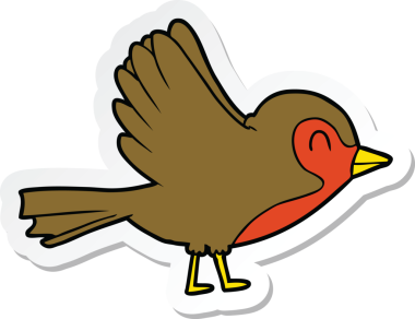 Bir insan tarafından çizilmiş Robin çizgi filminin çıkartması.