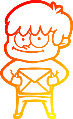 Bir insan tarafından çizilmiş mutlu bir çizgi film karakteri çizimi.