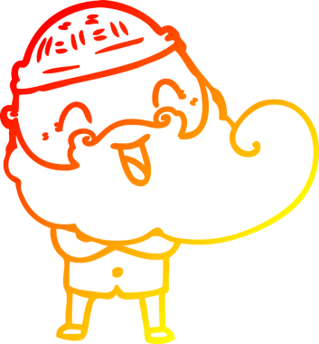 Bir insan tarafından çizilmiş mutlu sakallı bir adamın sıcak çizgisi.