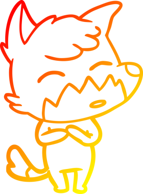 Bir insan tarafından çizilmiş bir tilkinin sıcak çizgi çizimi