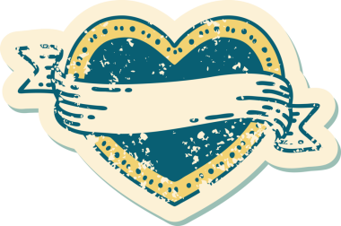 Bir insan tarafından çizilmiş kalp ve bayrağın sembolik depresif dövme şekli