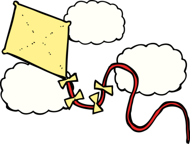 Bir insan tarafından çizilmiş çizgi film uçurtması.