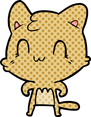 Bir insan tarafından çizilmiş mutlu bir kedi.