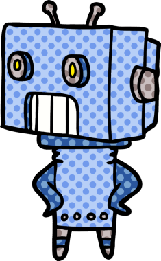 Bir insan tarafından çizilmiş çizgi film robotu