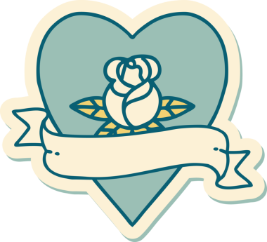 Bir insan tarafından çizilmiş, geleneksel kalp şeklinde dövme çıkartması.