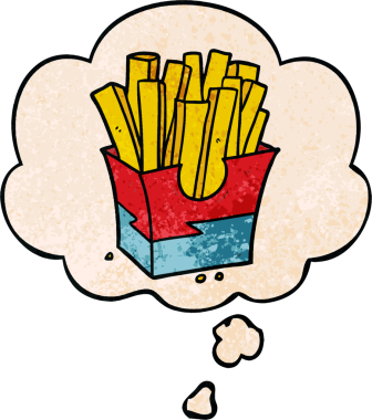 Bir insan tarafından çizilmiş grunge desenli düşünce baloncuklu çizgi film kızartmaları.