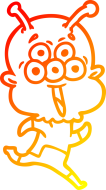 Bir insan tarafından çizilen mutlu çizgi film uzaylısının sıcak çizgi çizimi