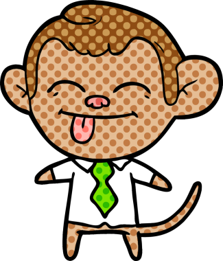 Bir insan tarafından çizilmiş gömlek ve kravat giyen komik bir maymun.