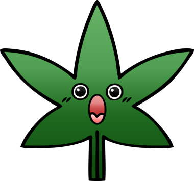 Bir insan tarafından çizilmiş marihuana yaprağının gölgeli çizgi filmi.