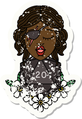 Retro Dövme Tarzı İnsan Rogue Bir insan tarafından çizilmiş 20 zar ile